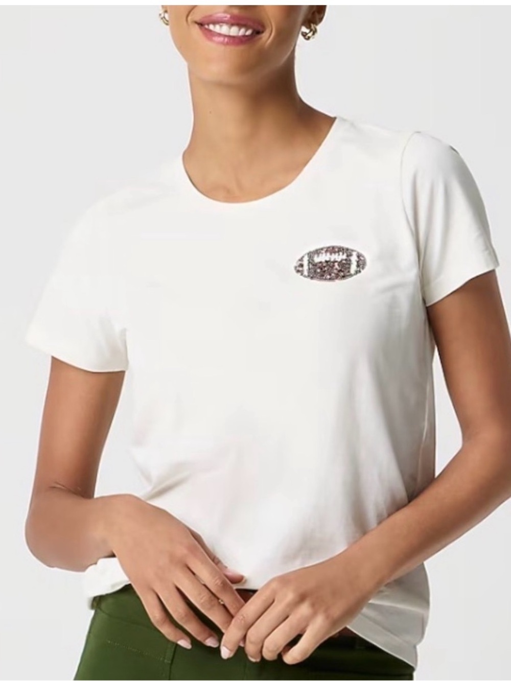 J crew Sequin football tee
